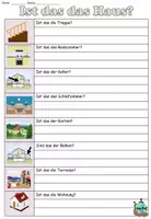 Aperçu - Feuilles d'exercices - Exercice "Ist das das Haus?" Thème "Wohnen" Allemand - Page 1