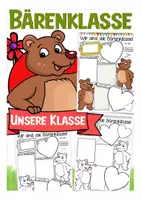 Vista previa - Hojas de trabajo - Klassenvorstellung Sketchnotes - Bärenklasse (Klassenmaskottchen) Deutsch / Alemán - Portada
