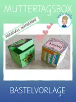Vorschau - Mal- und Bastelvorlagen - Muttertag | Geschenkbox basteln (editierbare Vorlage) - Deckblatt