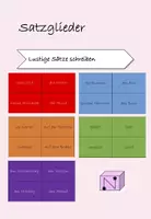 Vorschau - Stationenlernen - Satzglieder lustige Sätze schreiben - Deckblatt