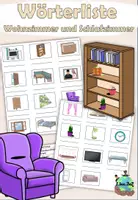Vorschau - Arbeitsblätter - Materialpaket "Wohnzimmer und Schlafzimmer" Thema "Wohnen" DaZ / Deutsch - Deckblatt