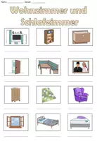 Aperçu - Feuilles d'exercices - Liste de mots "Wohnzimmer und Schlafzimmer" Allemand - Page 1