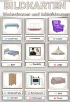 Vista previa - Presentaciones - Tarjetas de palabras y tarjetas con dibujos "Wohnzimmer und Schlafzimmer" Alemán - Portada