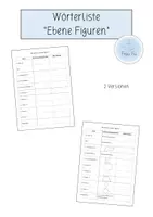Vorschau - Arbeitsblätter - Wörterliste - Ebene Figuren (Klasse 8) - Deckblatt