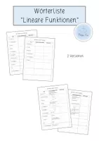 Vorschau - Arbeitsblätter - Wörterliste - Lineare Funktionen (Klasse 8) - Deckblatt