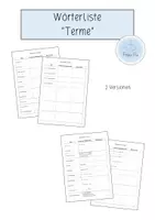 Vorschau - Arbeitsblätter - Wörterliste - Terme (Klasse 8) - Deckblatt