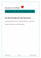 Vorschau - Arbeitsblätter - DAF Wochentage für alle Fremdsprachen - Deckblatt