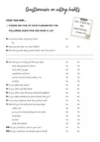 Vorschau - Arbeitsblätter - Questionnaire on eating habits, how to keep fit and healthy, health issues - Seite 1