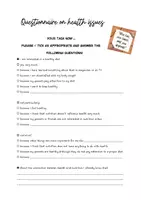 Vorschau - Arbeitsblätter - Questionnaire on health issues, how to keep fit and healthy, health issues - Seite 1