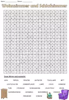 Aperçu - Feuilles d'exercices - Jeu de recherche "Wohnzimmer und Schlafzimmer" Allemand - Page de couverture