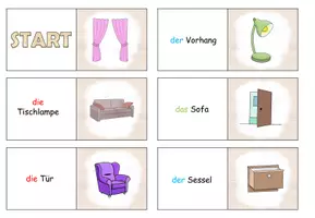 Aperçu - Feuilles d'exercices - Domino "Wohnzimmer und Schlafzimmer" Allemand - Page de couverture
