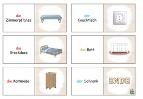 Aperçu - Feuilles d'exercices - Domino "Wohnzimmer und Schlafzimmer" Allemand - Page 3