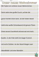 Aperçu - Feuilles d'exercices - Copie d'écriture "Unser neues Wohnzimmer" Allemand - Page 2