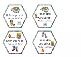 Vorschau - Spiele - Schnapp mich | Finde den Zwilling | Wörter mit St st | Kartenspiel - Seite 1