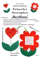 Vorschau - Mal- und Bastelvorlagen - Basteln für Muttertag: "Herzblume" (Muttertagskarte) - Deckblatt
