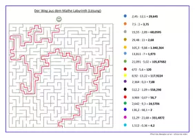 Vorschau - Arbeitsblätter - Lernspiel zu Grundrechenarten: Der Weg aus dem Mathe Labyrinth (Multiplikation und Division von Dezimalzahlen) - Seite 2