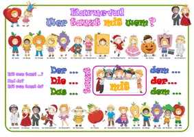 Vorschau - Arbeitsblätter - Dativ Sprech- und Schreibübung Wer tanzt mit wem? FASCHING - Seite 2