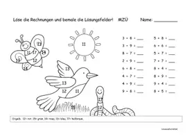 Vorschau - Arbeitsblätter - Rechenblatt im Zahlenraum 20 mit Bildkontrolle - Seite 2