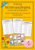 Vorschau - Arbeitsblätter - Rechenspaziergang schriftliche Multiplikation differenziert Frühling - Deckblatt