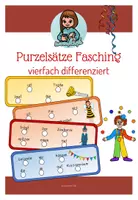 Vorschau - Fördermaterial/Inklusion - Purzelsätze Fasching - vierfach differenziert - Deckblatt