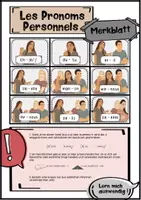 Vorschau - Arbeitsblätter - Pronoms Personnels, Personalpronomen Französisch, Aufgaben, Übungen, Spiele, Merkblatt, Poster, je, tu, il, elle, ..., - Seite 1