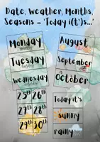 Vorschau - Präsentationen/Tafelbilder - Tafelkarten - Today's date, weather, season, month - Ritual - assistant teacher - Deckblatt