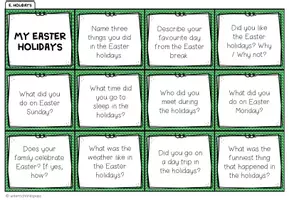 Vorschau - Spiele - Easter Holidays Englisch – Osterferien, Speaking, Conversation, Sprechen auf Englisch, Gesprächsanlässe | Conversation Cards, Aufgabenkarten, Sprechkarten 5., 6. Klasse, Sekundarstufe - Seite 1