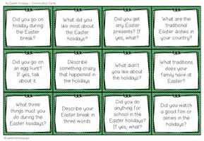 Vorschau - Spiele - Easter Holidays Englisch – Osterferien, Speaking, Conversation, Sprechen auf Englisch, Gesprächsanlässe | Conversation Cards, Aufgabenkarten, Sprechkarten 5., 6. Klasse, Sekundarstufe - Seite 2
