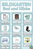 Vorschau - Präsentationen/Tafelbilder - Bildkarten und Wortkarten "Bad und Küche" Thema Wohnen DaZ - Deckblatt