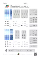 Vorschau - Arbeitsblätter - Einmaleins mit 1, 2 und 10 (mit Lösungen und Lernvideolink) - Deckblatt