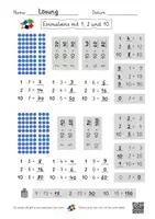 Vorschau - Arbeitsblätter - Einmaleins mit 1, 2 und 10 (mit Lösungen und Lernvideolink) - Seite 1