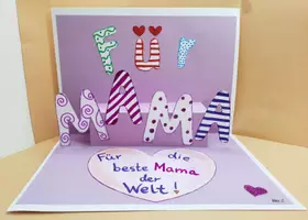 Vorschau - Mal- und Bastelvorlagen - Basteln für Muttertag: 3D Pop-up Muttertagskarte "MAMA" - Seite 3