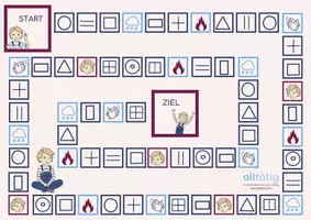 Vorschau - Spiele - Graphomotorik Brettspiel mit Bewegungsübungen: Wahrnehmung - Seite 1