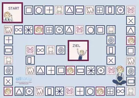 Vorschau - Spiele - Graphomotorik Brettspiel mit Bewegungsübungen: Körperspannung - Seite 1