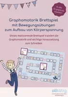 Vorschau - Spiele - Graphomotorik Brettspiel mit Bewegungsübungen: Körperspannung - Deckblatt