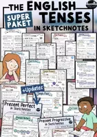 Vista previa - Hojas de trabajo - The English Tenses in Sketchnotes - XXL Bundle - Portada