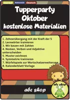 Vorschau - Arbeitsblätter - Tupperparty Oktober, kostenlose ABs: Lernwörter, Wortarten unterscheiden, Symmetrie, Wortschatzerweiterung DaZ/DaF, Kalenderblatt u.v.m. - Deckblatt