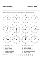 Aperçu - Feuilles d'exercices - L''heure (feuille de travail par mot-clé) pour les cours d'espagnol - Page 1