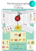 Vorschau - Arbeitsblätter - Rechenspaziergang FRÜHLING Einmaleins - 2 Differenzierungen - Deckblatt
