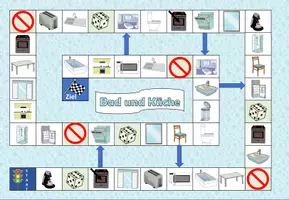 Vista previa - Juegos / Gamificación - Juego de mesa con tarjetas de tareas "Bad und Küche" Alemán - Portada