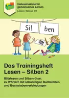Vorschau - Arbeitsblätter - Das Trainingsheft Lesen – Silben 2/Blitzlesen und Silbenrätsel zu Wörtern mit schwierigen Buchstaben und Buchstabenverbindungen - Deckblatt