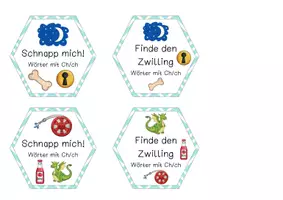Vorschau - Spiele - Schnapp mich | Finde den Zwilling | Wörter mit Ch ch | Kartenspiel - Seite 1