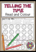 Vista previa - Hojas de trabajo - TELLING THE TIME - Read and colour (2 niveles de diferenciación) - Portada
