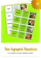 Vorschau - Stationenlernen - Trio Legespiel Haustiere - Deckblatt