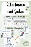 Vorschau - Arbeitsblätter - Schwimmen und Sinken- Experimentieren mit Wasser (ab Kl. 1) - Deckblatt