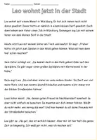 Vista previa - Tarjetas / Manipulativos - Lectura del texto "Leo wohnt jetzt in der Stadt" Alemán - Portada