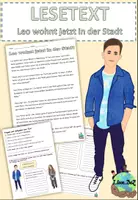 Vorschau - Arbeitsblätter - Lesetext mit Aufgaben "Leo wohnt jetzt in der Stadt" Thema "Wohnen" DaZ / Deutsch - Deckblatt