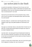 Vorschau - Arbeitsblätter - Lesetext mit Aufgaben "Leo wohnt jetzt in der Stadt" Thema "Wohnen" DaZ / Deutsch - Seite 1