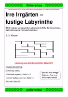 Vorschau - Arbeitsblätter - 33 irre Irrgärten - lustige Labyrinthe (nur die mittlere von 3 Differenzierungsstufen) - Deckblatt