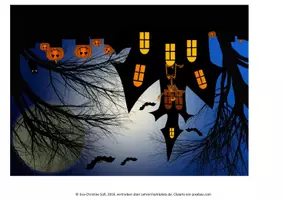 Vorschau - Arbeitsblätter - Rechenpuzzle Halloween - schriftliche Addition mit drei Summanden (ZR 10.000) - Seite 1